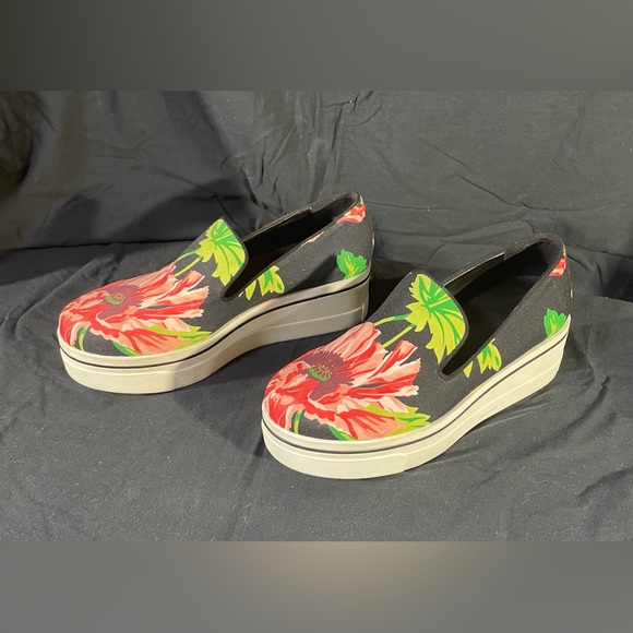 Stella McCartney Women's Sneakers Binx Pink Floral Canvas Platform Slip On - Picture 2 of 15